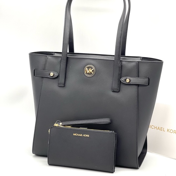 Michael Kors Carmen Large Tote Bag & Double Zip Wallet Wristlet Back - Picture 1 of 11